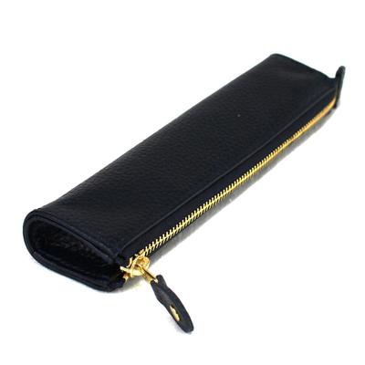 Sweet Baku Bleistift Einfach Schlank YKK Echtes Leder Etui, Leder, Design, Reißverschluss, Herren, Damen, Geschenk, Geschäftlich, (Schwarz)