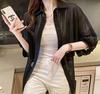 SANYIN Sheer Loose Solid for UV Chiffon Sleeves Women's Cardigan, Lightweight, Fit, Color, Spring/Summer, Protection, Sunscreen, Top, 3/4 (Black)