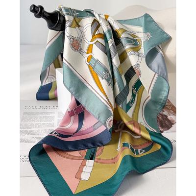 100% Natural Twill Silk Scarf for Women 65cm Neck Tie Double Side Female Foulard Headband Shawl Wrap Square Hijab Scarves 65cm