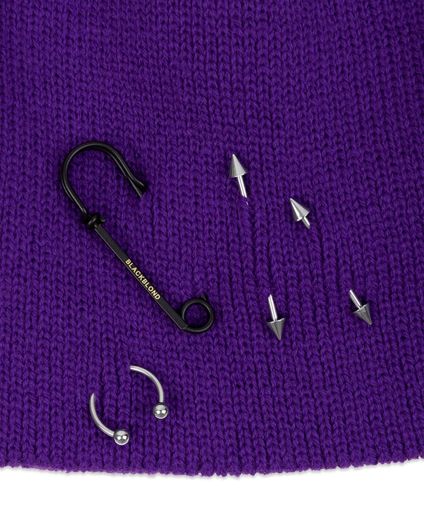 BLACKBLOND Vividi Embrost Logo Piercing Beanie (Purple)