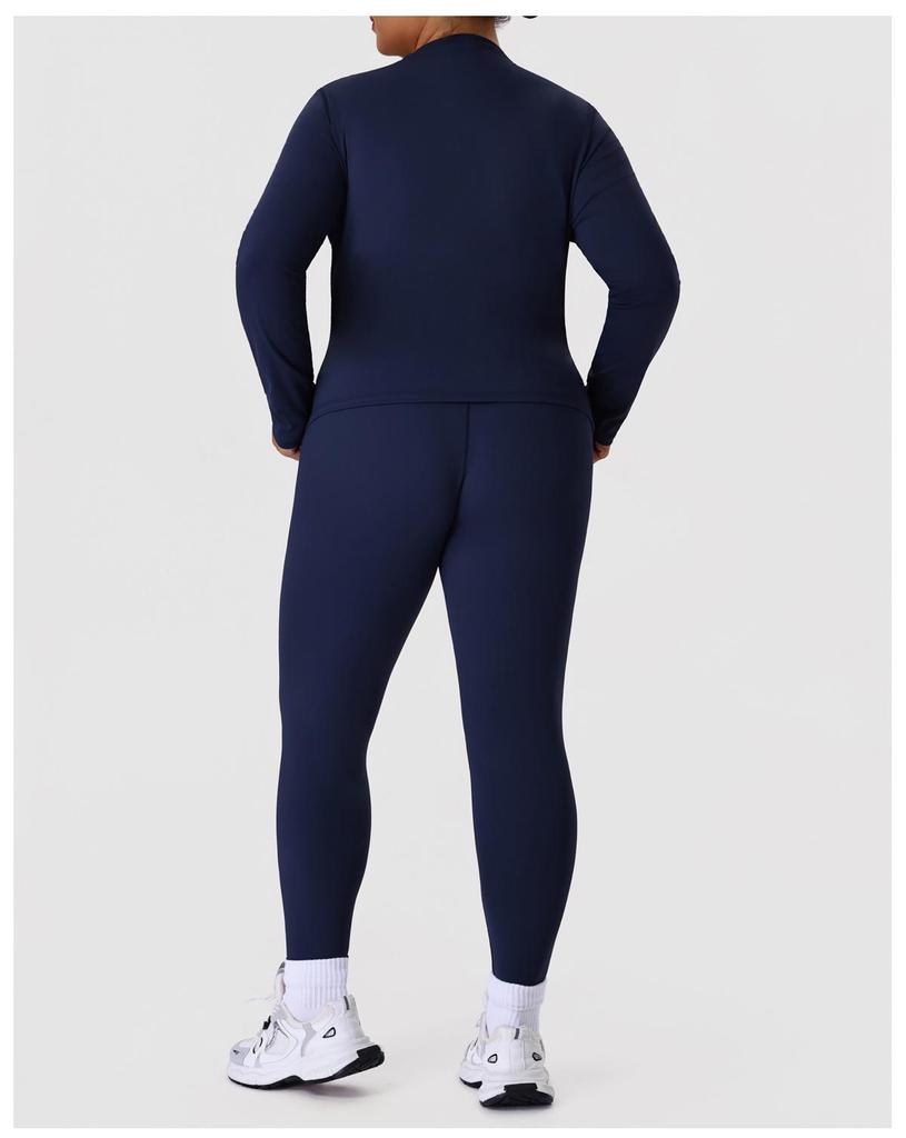 Plus Size Yoga & Running Set: Long Sleeve Top & Tight Pants for Women
