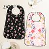 Stylish Senior Clothing Protector Adult Bib, Waterproof Easy Clean Feeding with Floral Elderly Mealtime Bib Printed, Protector, for Seniors Dining Aid