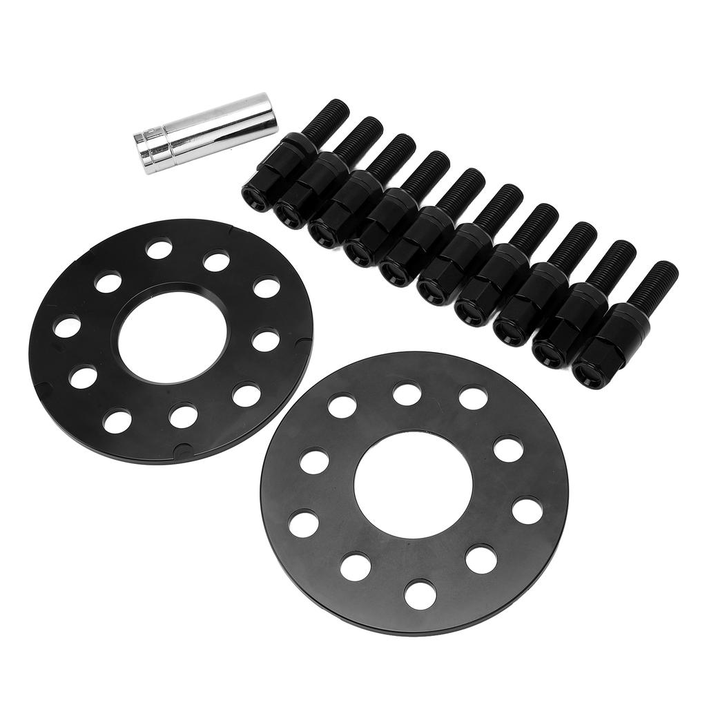 2PCS 5mm 5x100 5x112 Hub Centric Wheel Spacer Kit with Bolt Replacement for A3 A4 A5 A6 A8 1997‑2008 Black