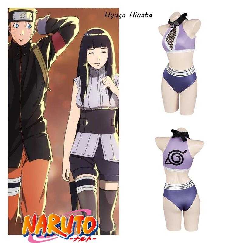 Hyuga Hinata Inspired Naruto Swimsuit Cosplay Costume With Purple Polyester Fabric
