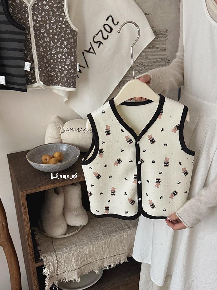 88301 Kids' Fashionable Fleece Vest - 2025 Autumn/Winter Warm Sleeveless Jacket