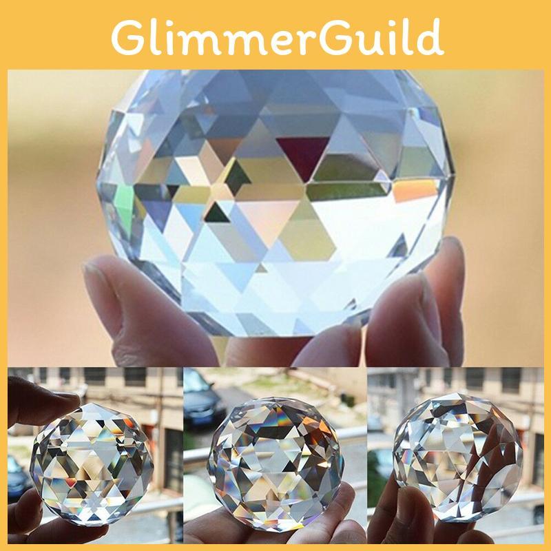 Versatile Clear Cut Crystal Sphere 50mm Faceted Gazing Ball Prisms Perfect For Any Room