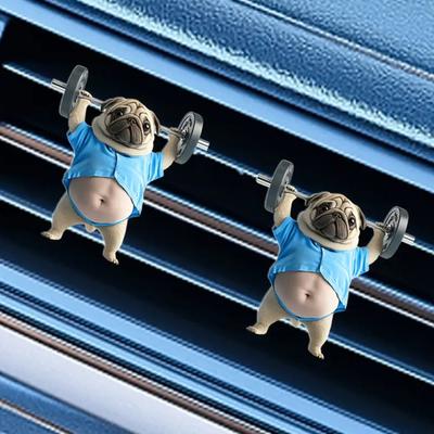 Car Air Vent Clip Weightlifting Dog Air Freshener Car Outlet Vent Perfume Clips Acrylic Car Interior Decoration