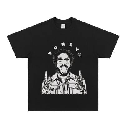 2025 Post Malone Short-sleeved T-shirt European and American Street Rock Rapper Portrait of High Quality Luxury Brand Selling
