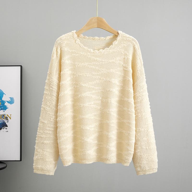 Women O Neck Solid Bottoming Sweater Long Sleeve Loose Knit Pullovers Casual Office Sweater Women 2025 Fall Winter One Size абрикосовый