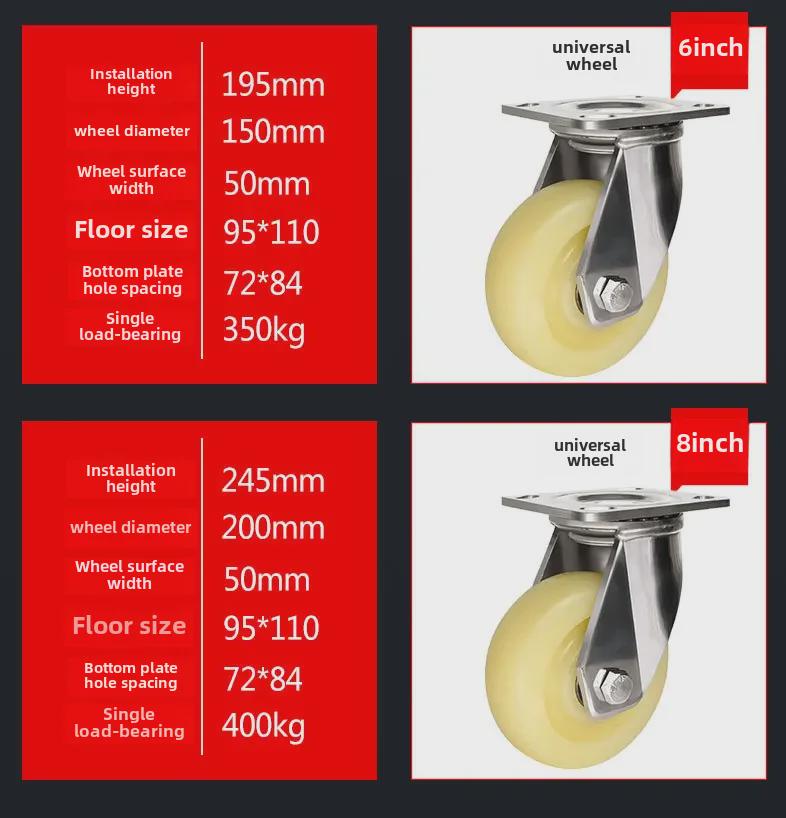 Robustes, wasserdichtes Nylon-Lenkrad aus Edelstahl 304 mit Bremse (4", 5", 6", 8").