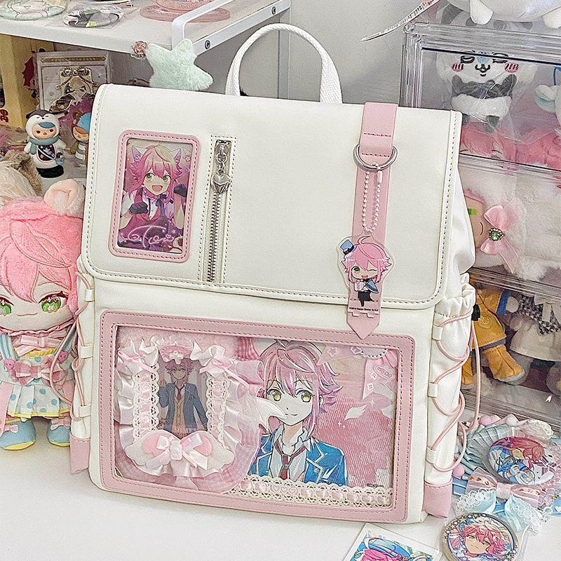 

Banana Original Design Daily Backpack Cartoon Backpack Pink White