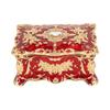 Red Rhinestone Jewelry Box Vintage Flower Engraved Earrings Rings Necklace Storage Organizer Box