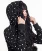 The Green Lab Fur Hood Dot Zip-Up [Black]