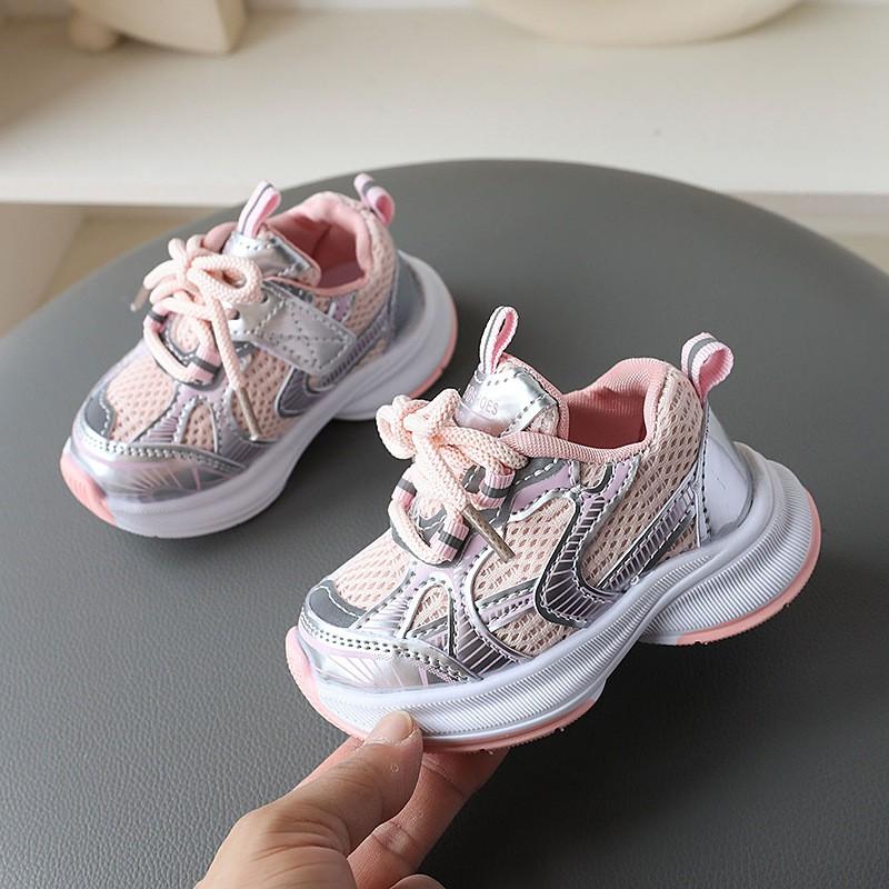 Soft Sole Breathable Mesh Sneakers Toddlers Ages 1-5 Years Non-Slip Lightweight Kids Running Shoes With Hook Loop