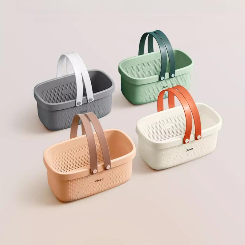 Portable Handle Bath Basket Plastic Mesh Basket Bathroom Shower Wash Bath Large Capacity Storage Basket Toilet Cleaning Supplies