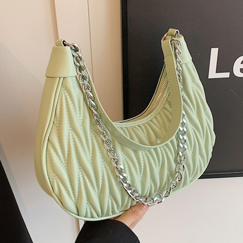 

Светло-зеленые плиссированные сумки подмышками для женщин, сумка через плечо в виде полумесяца, шикарные сумки подмышками, клатч для выпускного вечера, люксовый бренд