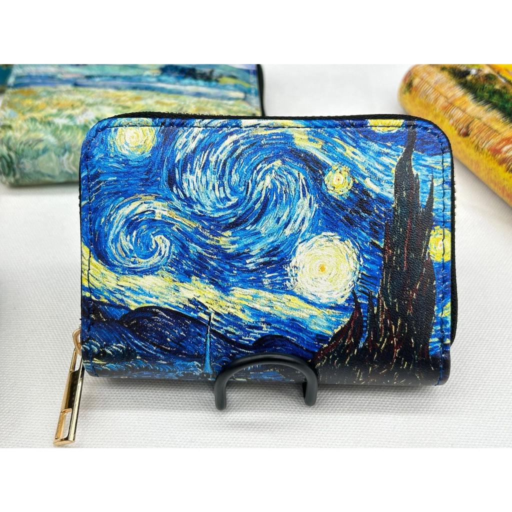 New PU Leather Printing Coin Card Zipper Wallet Fashion Van Gogh Paintings Men Women Credit Passport Card Bag Holder Souvenirs