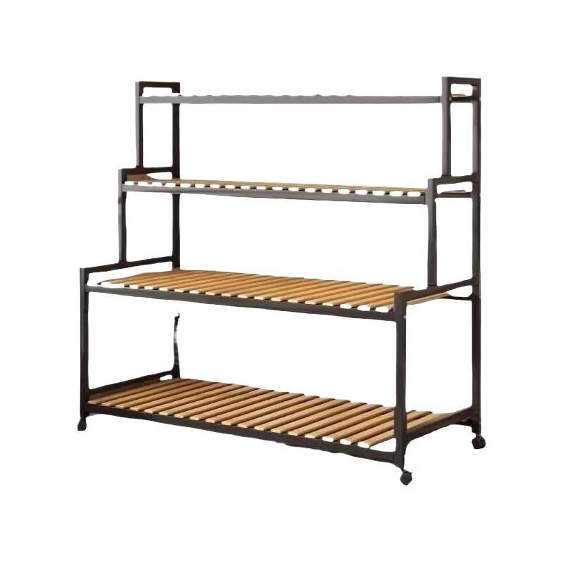 Floor-Standing Multi-Tiered Iron Flower Stand & Storage Rack