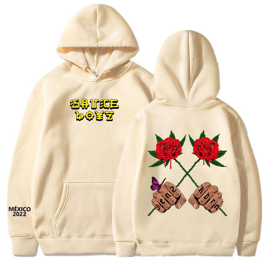 Americký rapper Eladio Carrion Hoodie Sauce Boyz Music Album Tisk Pánské Hip Hop Oversized mikiny Harajuku Streetwear Kabáty