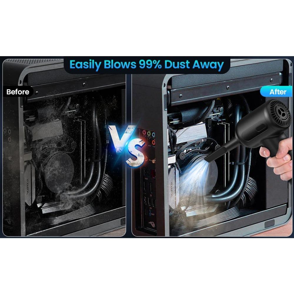 3 In 1 Compressed Air Duster for Keyboard Electric Air Blower Computer Cleaning Cordless Air Dust Cleaner for PC Crumbs Sofa Car