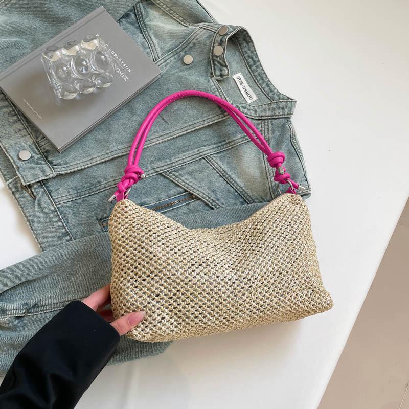 Handwoven bag women's 2025 new trendy fashion retro tote bag straw bag versatile large-capacity shoulder bag