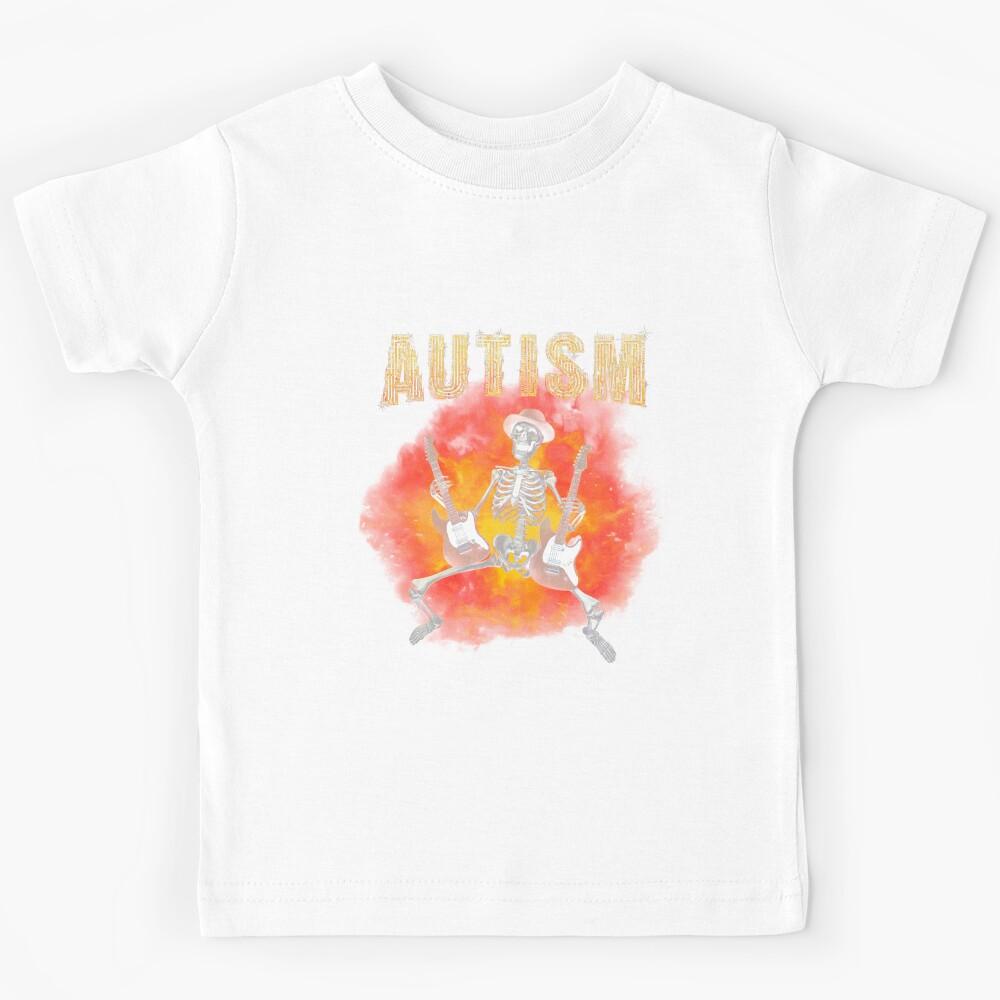 Autism Guitar Skeleton Rock Shirt Kids T-Shirt 150