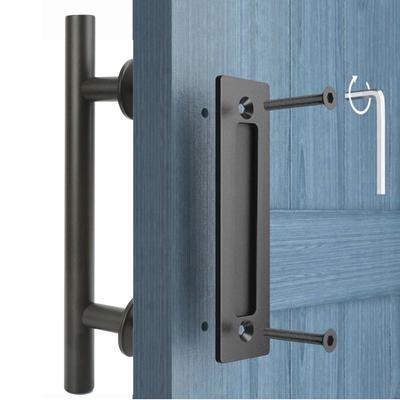 Pull Flush Recessed Wood Door Handle Interior Door Sliding Barn Door Handle For Cabinet Cupboard 35-45MM Furniture Hardware Set