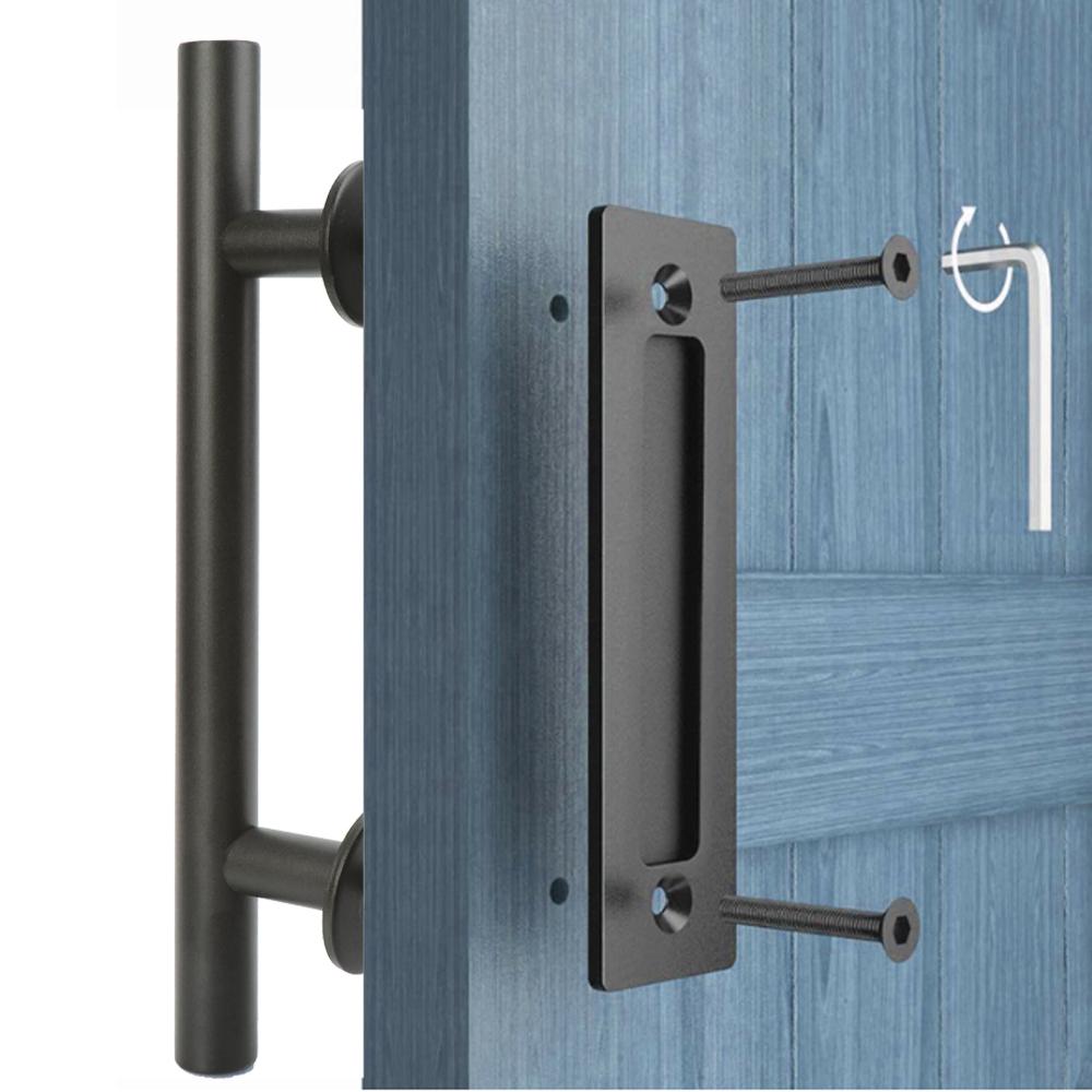 Pull Flush Recessed Wood Door Handle Interior Door Sliding Barn Door Handle For Cabinet Cupboard 35-45MM Furniture Hardware Set