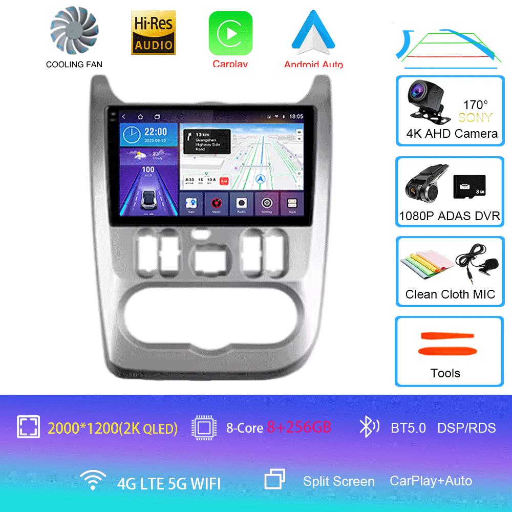 Radio auto Android 14 2Din Multimedia pentru Lada Renault Logan 1 Sandero 2009-2015 Dacia Duster Unitate principală de navigație Carplay Stereo