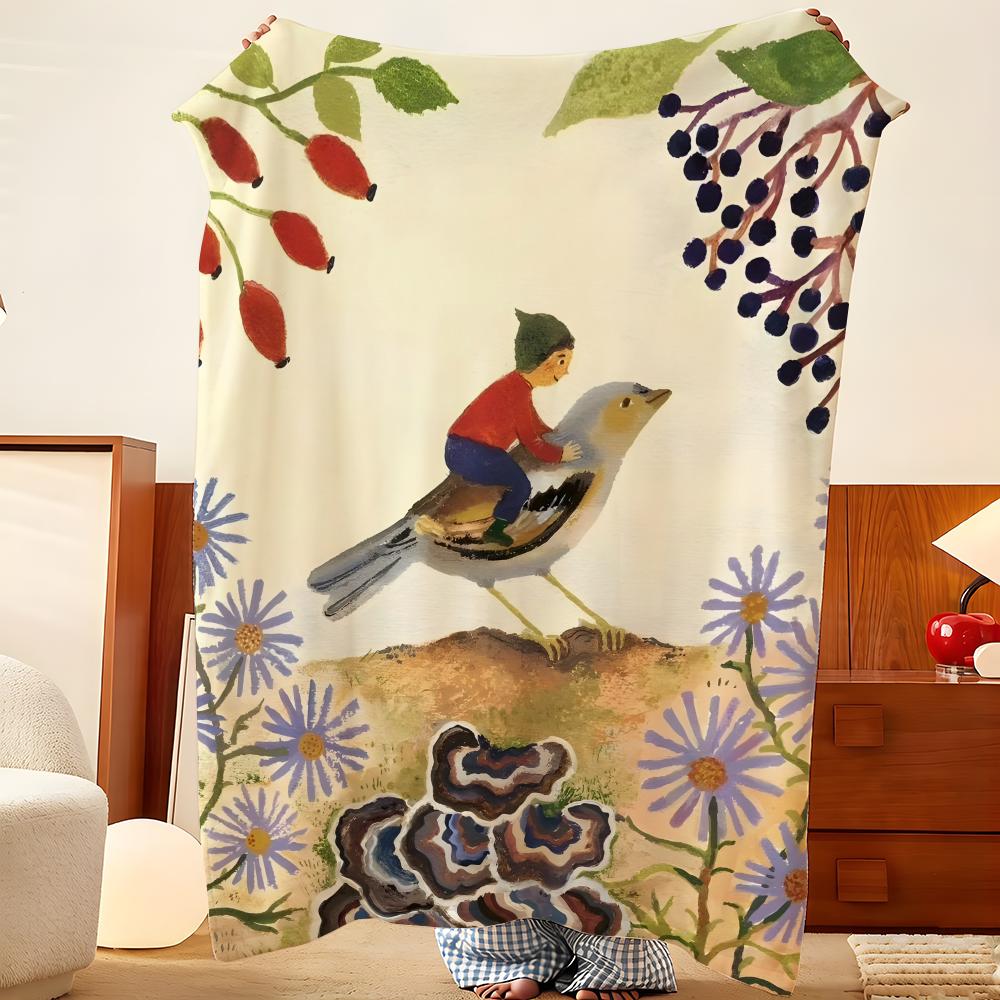 Artist G-Gemma K-Koomen Throw Flannel Throw Blanket, Lightweight Cozy, Durable Washable Cute Cool