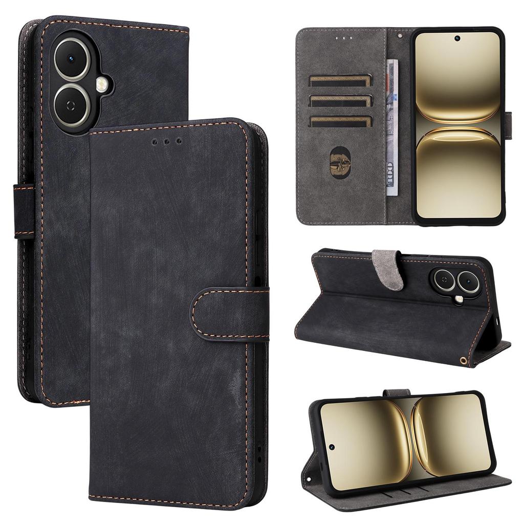 Flipové pouzdro pro Tecno Spark Go 2 PU kůže Ochrana celého těla S [Blokováním RFID] Nárazuvzdorné Odolné Retro Pouzdro na telefon