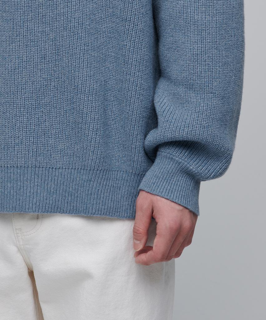 MUSINSA STANDARD Oversized Ribbed Crew Neck Knit [Heather Sky]