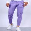 Mens Slim Fit Casual Pants With High Elastic Cotton Blend For Urban Streetwear