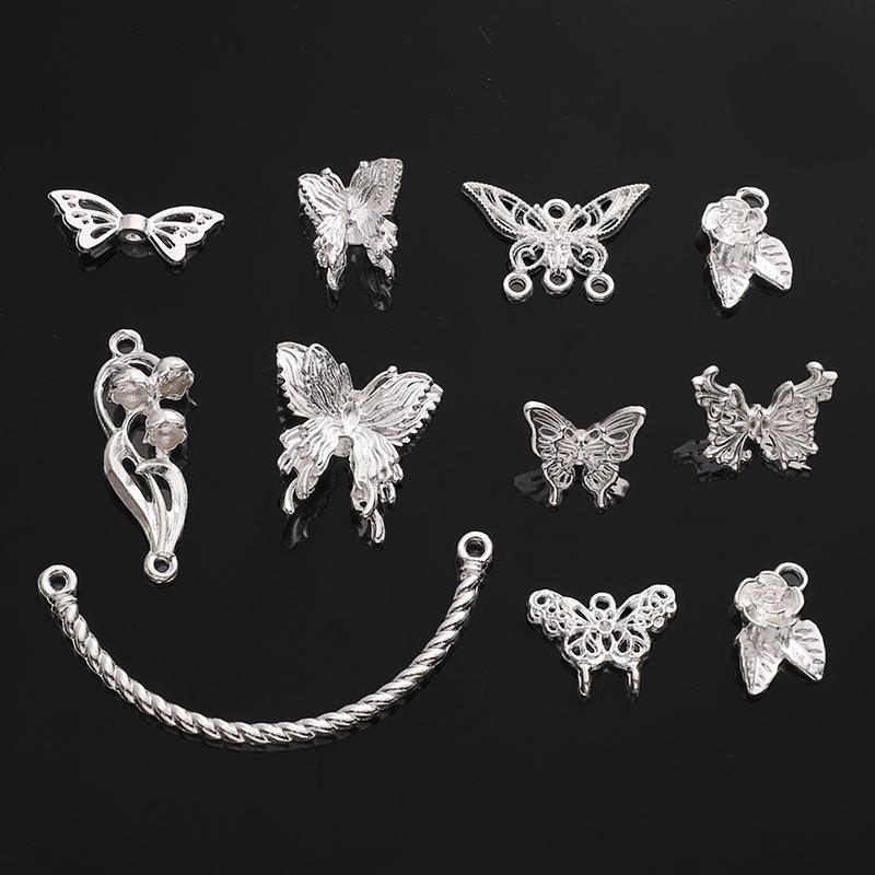 Silver Butterfly Accessories Alloy Butterfly Flower Half Bracelet Diy Accessories Chinese Style DIY Bracelet Bracelet Jewelry