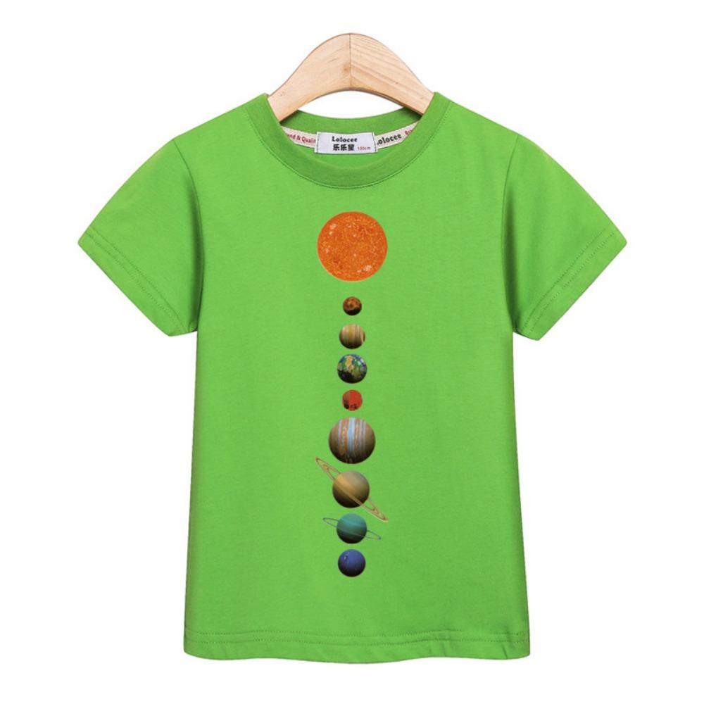 New Children Summer Tops Astronaut Cartoon T-shirt Baby Boys Short Sleeves Shirt 3-14T US Size Clothing