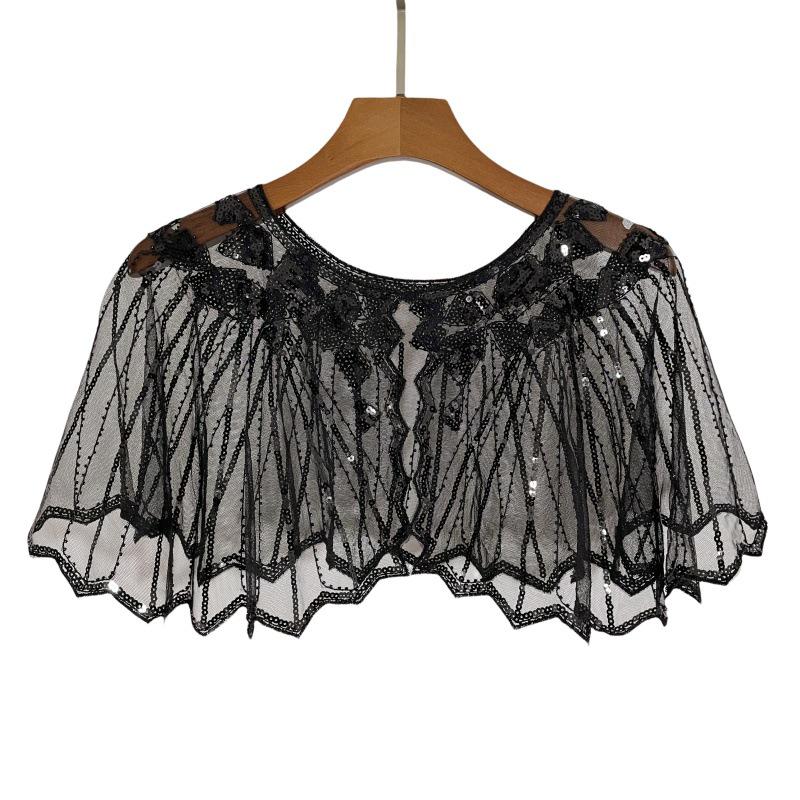 Vintage paljettkappa aftonklänning: Stickad kofta sjal för kvinnor