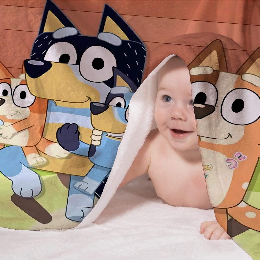 B-bluey-y Nadýchaná deka Estetická Přenosná Domů Cestování Kempování Pohovka Piknik Silná Teplá Flanelová deka