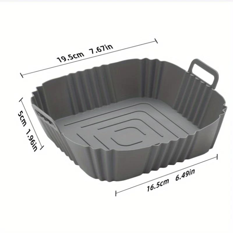 1pc of 22cm silicone air fryer oven baking plate pizza fried chicken silicone basket reusable air fryer liner accessory