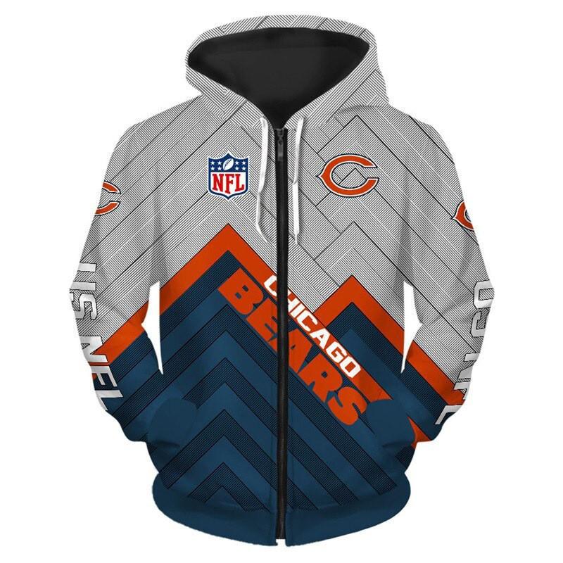 Herren Damen NFL Kapuzen-Reißverschluss-Sweatshirt Digitaldruck Lockerer Schnitt Freizeit-Sportbekleidung Alles