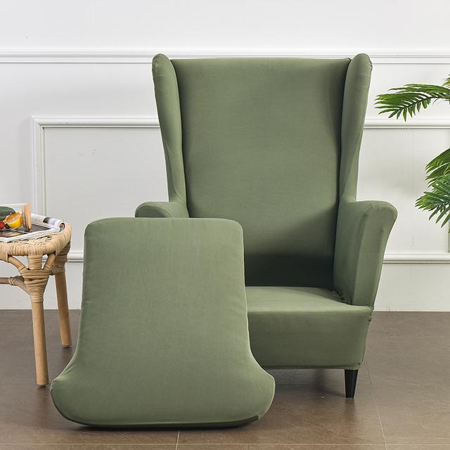 Ohrensessel Überwürfe 2 Stück / Set Dehnbares Lycra Ohrensessel Esszimmerstuhl Abdeckungen Sofa Möbel Überwurf Einfarbige Möbel Schutzhülle