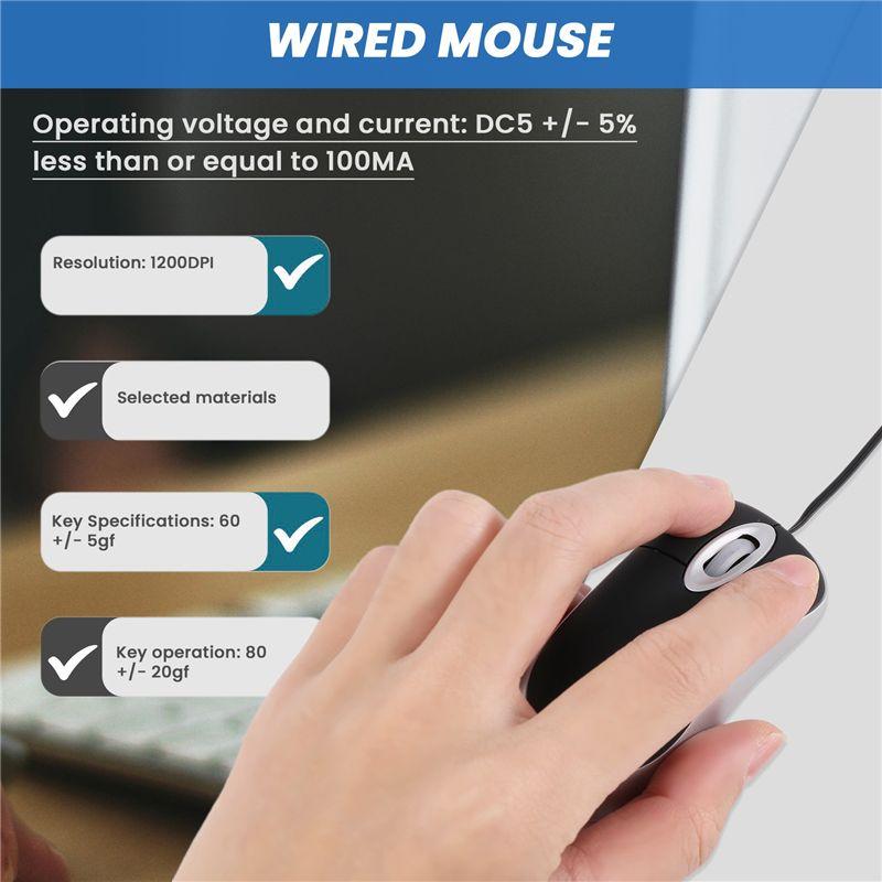 AEE4-Mini USB Wired Mouse Retractable Cable Tiny Small Mouse 1600 DPI Optical Compact Travel Mice For Windows 98 2000 XP Vista V