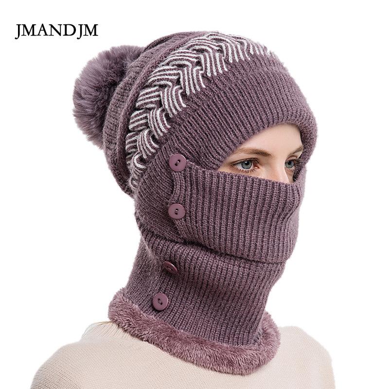 Czapka i szalik zintegrowane damska jesienno-zimowa czapka dziergana pluszowy ciepły szalik zimowa damska czapka wełniana