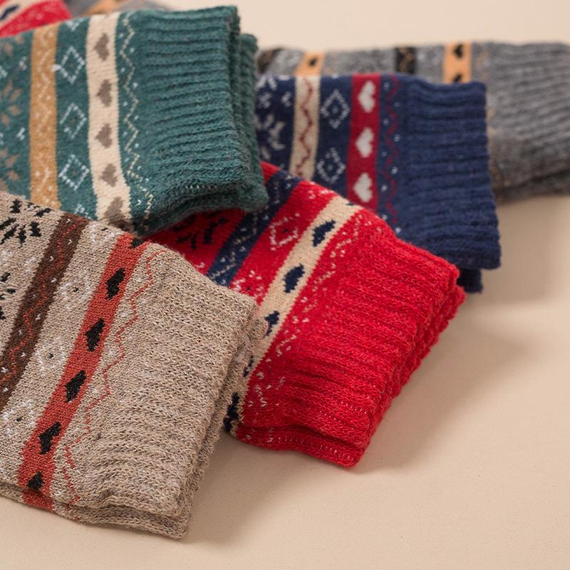 5 Pairs of Female Autumn and Winter Thick Ethnic Style Thick Line Rabbit Wool Stockings