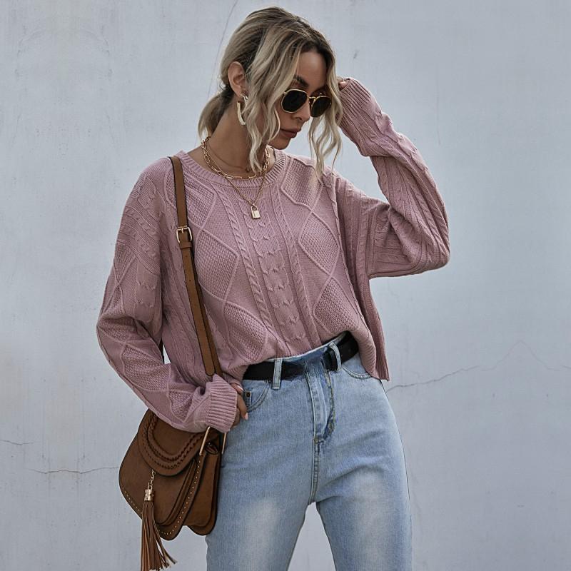 Vintage Fashion Elegant Casual Women's Fall Loose Long-sleeved Thin Section Twist Solid Color Sweater