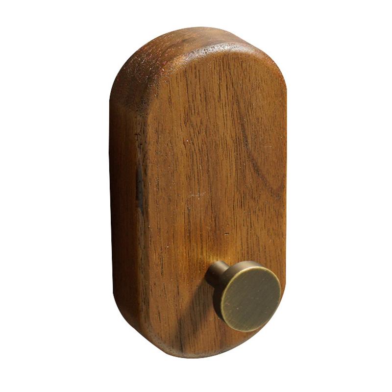 Drewno Orzechowe Mosiężny Haczyk Wiszący na Ścianie Wieszak na Klucze do Drzwi Łazienkowy Wieszak na Płaszcze i Kapelusze Samoprzylepny Haczyk Akcesorium Kuchenne Organizacja Dekoracja