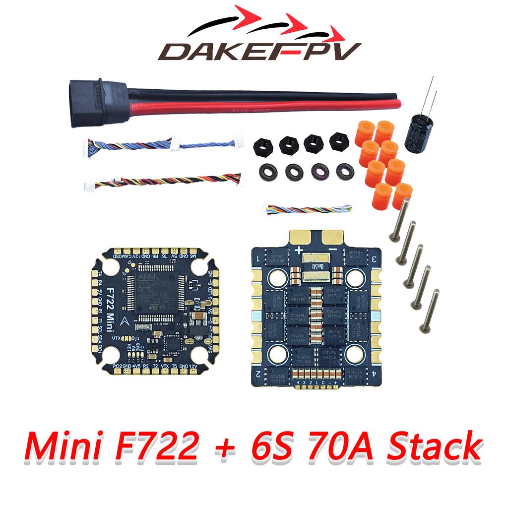 DAKEFPV Mini F722 FC Mini-Stack F722 6S 55A 8S 70A BLS Bluejay ESC 20X20mm Flugcontroller für 3 Zoll 4 Zoll 5 Zoll FPV Drohne