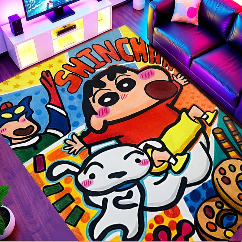 Crayon Shin Print Rug, Washable Floor Carpet, For Entryway Dorm Laundry Room Office Study, Home Decor Birthday Christmas Gift