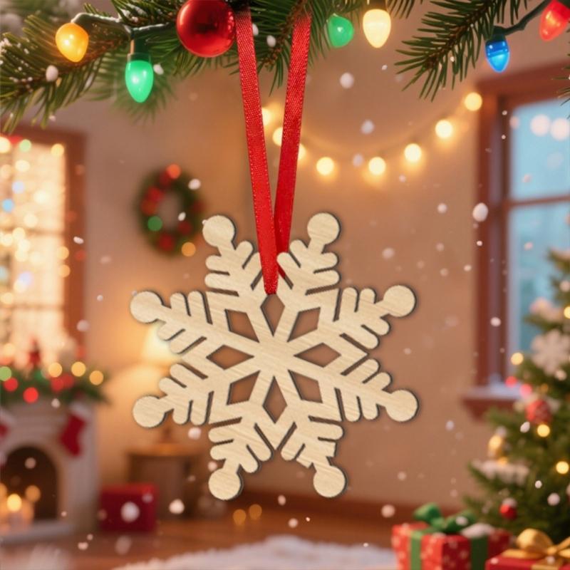 Handmade Wood Snowflakes Decorations For Festival DIY Crafts Customizable Holiday Homes Office Wall Display