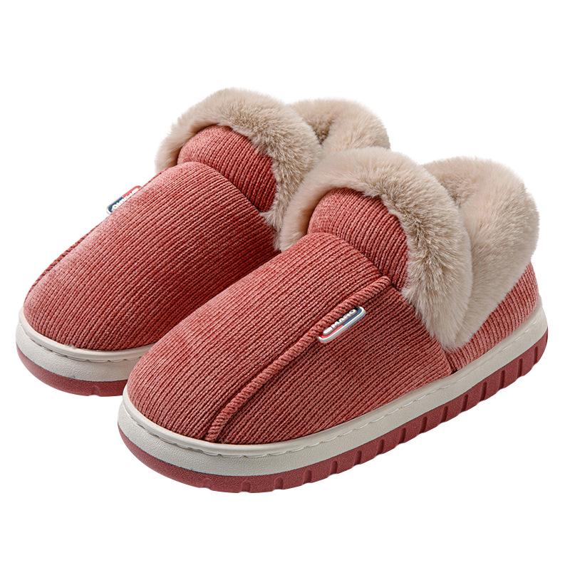Women's Rogue Rabbit Furry Velvet Wrap-Heel Cotton Slippers - Thick-Soled Cozy Indoor Wear for Autumn and Winter.