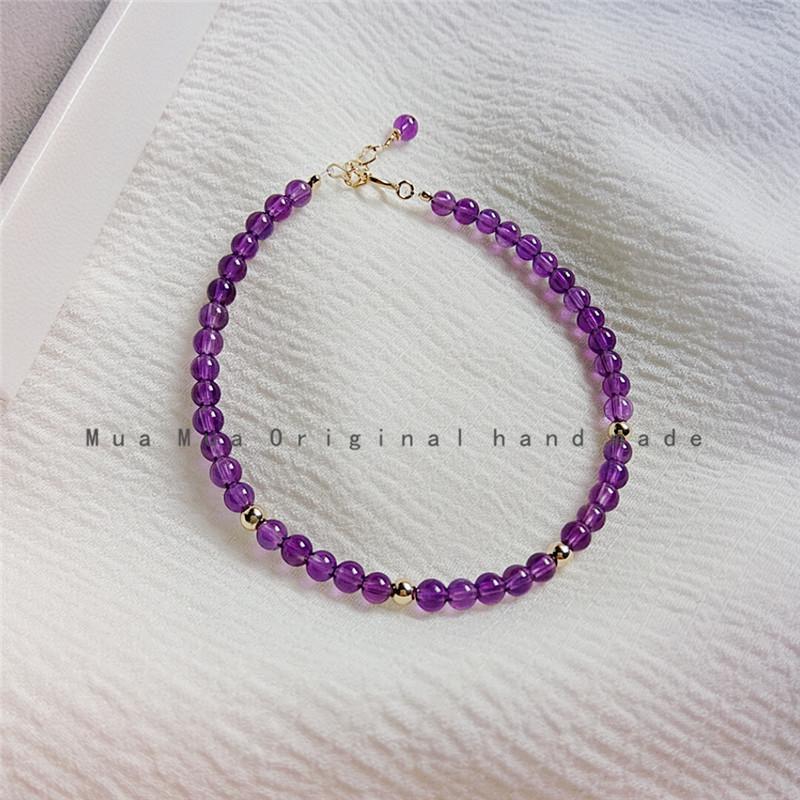 Recommended Jewelry New natural amethyst14K Gold-plated versatile niche thin bracelet for women 13Net hand circumference